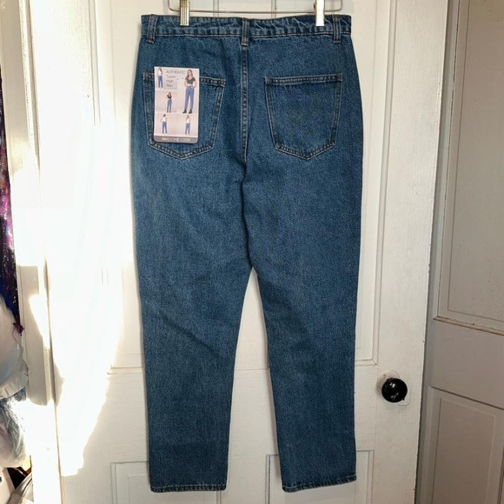 Simple Society Super High Rise Hips Cut Out Straight Leg Jeans - Picture 2 of 5